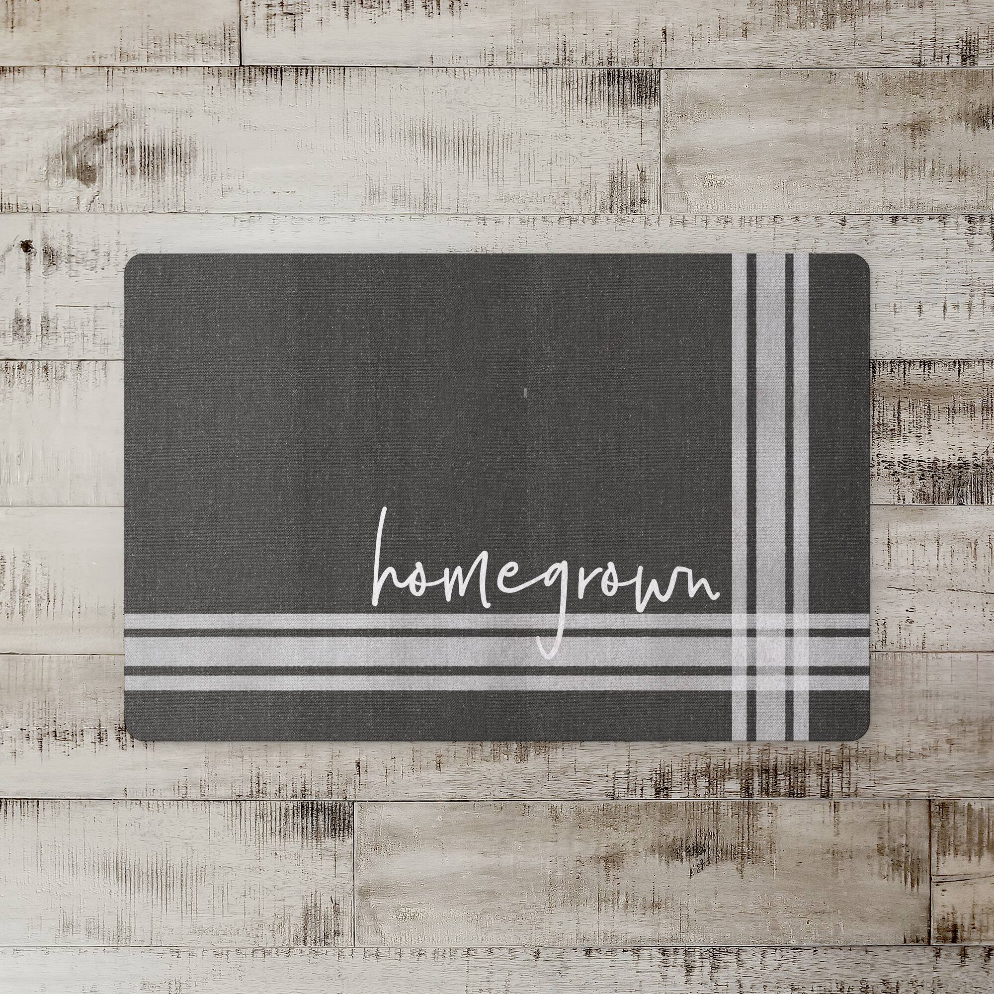 Black with White Stripes Home Grown Floor Mat